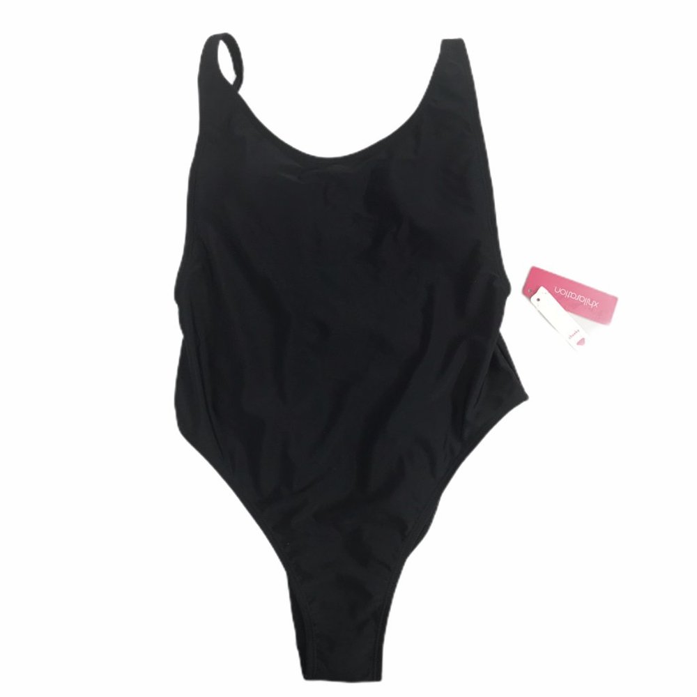Xhilaration NWT M Womens Black One Piece Swimsuit